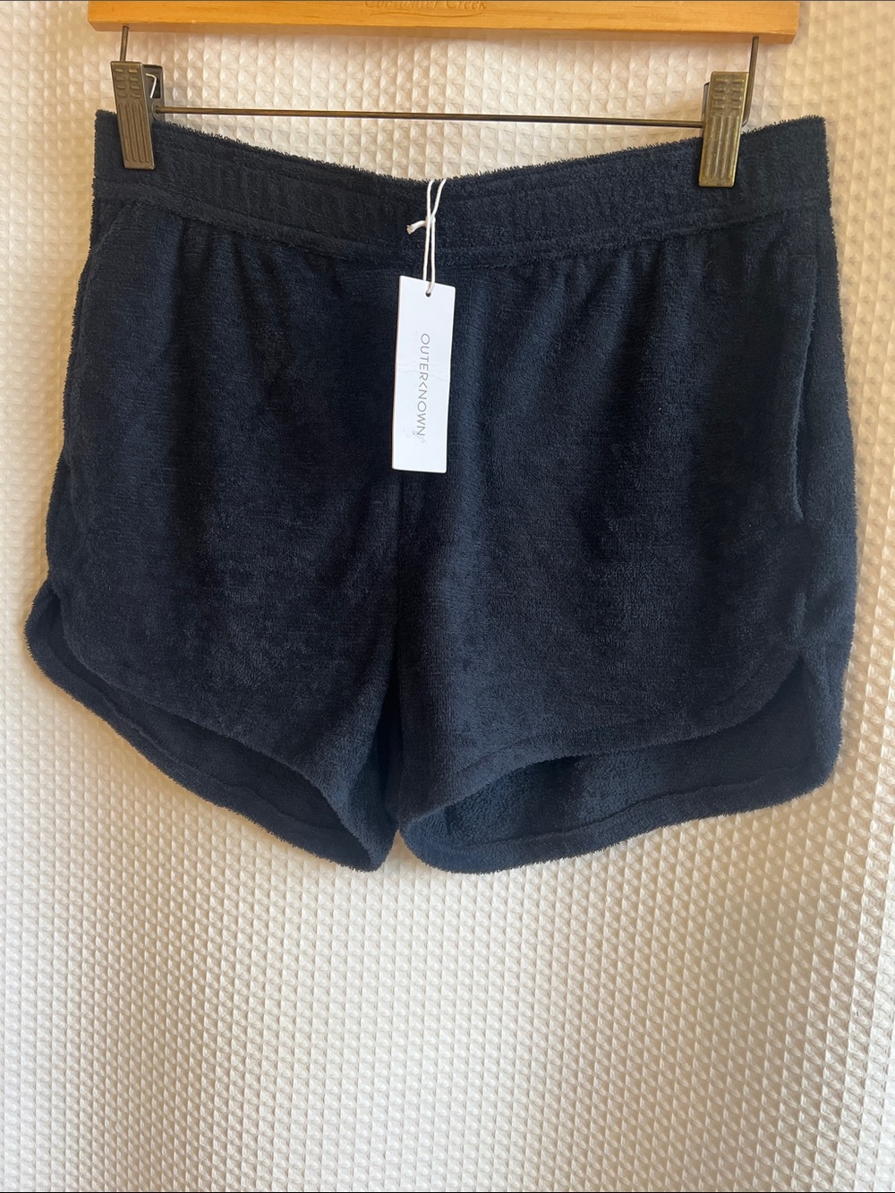 Outerknown Black Terry Lounge Shorts—726-012